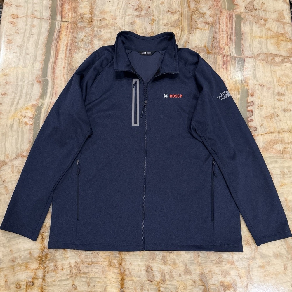 The North Face Apex Soft Shell Jacket Bosch Logo Navy‎ Full Zip Men's LT